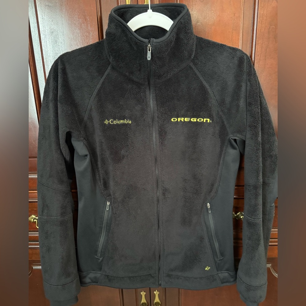 Columbia Oregon Duck Black Fleece Jacket, Womens Small